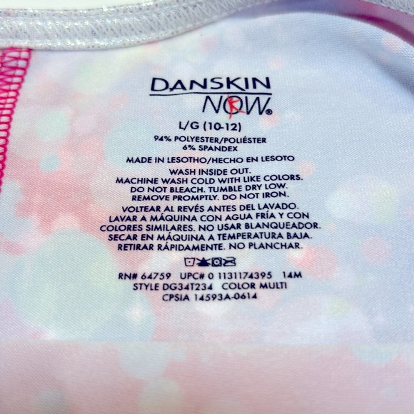 Danskin Gymnastics Suit Size 10 12 Rainbow Coloured Stretchy Exercise Gym Girls - Picture 5 of 5